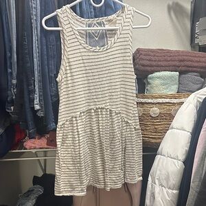 Blu Pepper Striped Sleeveless Blouse - Cream and Gray